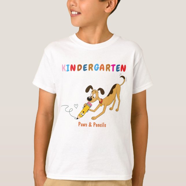 T-shirt de maternelle Chien & Crayon (Devant)