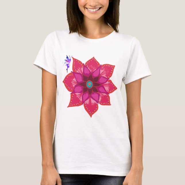 T-Shirt de maternité Fée Mandala Fleur, Blanc (Devant)