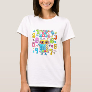 T-shirt de maths calculatrice colorée Jour Numéro