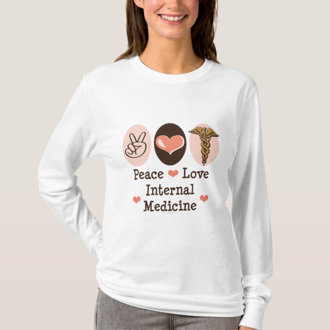 T-shirt de médecine interne d'amour de paix (Devant)