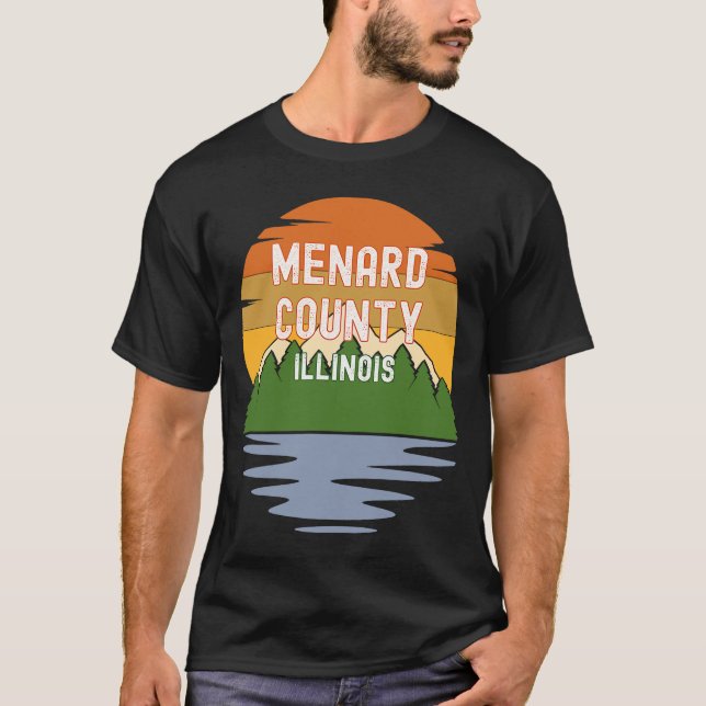 T-shirt De Menard Comté Illinois Vintage Sunset (Devant)