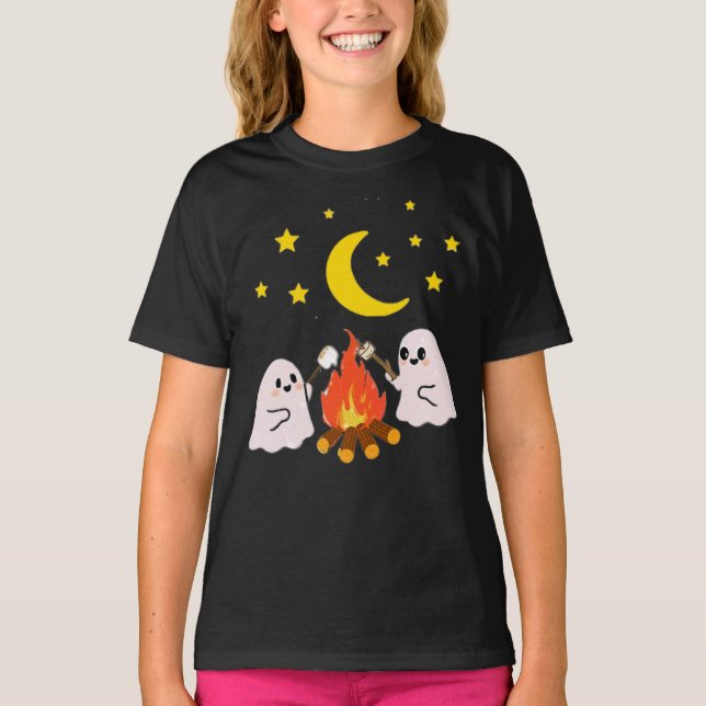 T-shirt De mignons fantômes amis pour Halloween (Devant)