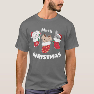 T-shirt De Mignons lapins Dans Les Bas De Noël Pour Noël