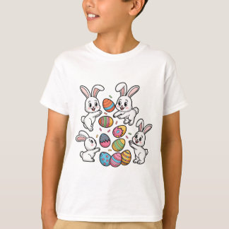 T-shirt De Mignons lapins Jetant Des Oeufs De Pâques