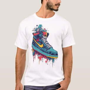 T-Shirt de mode urbaine avec graffiti de baskets e