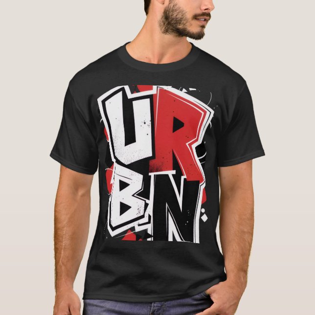 T-Shirt de mode urbaine avec lettrage graffiti (Devant)