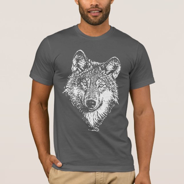 T-shirt de monochrome de loup (Devant)