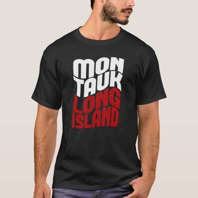 T-shirt de Montauk Long Island - Blanc rouge (Devant)