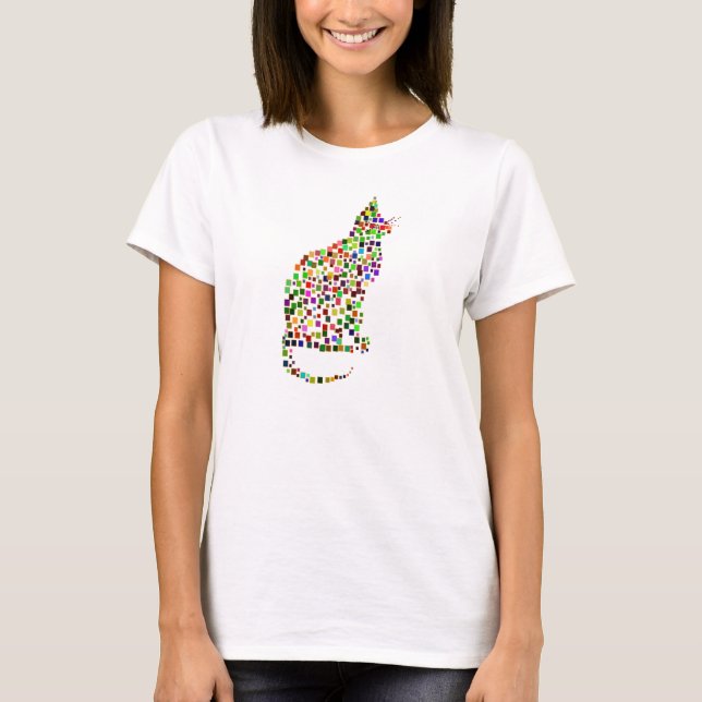 T-shirt de mosaïque de chat (Devant)