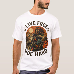 T-shirt de motard pour moto 'Vivre libre, rouler d