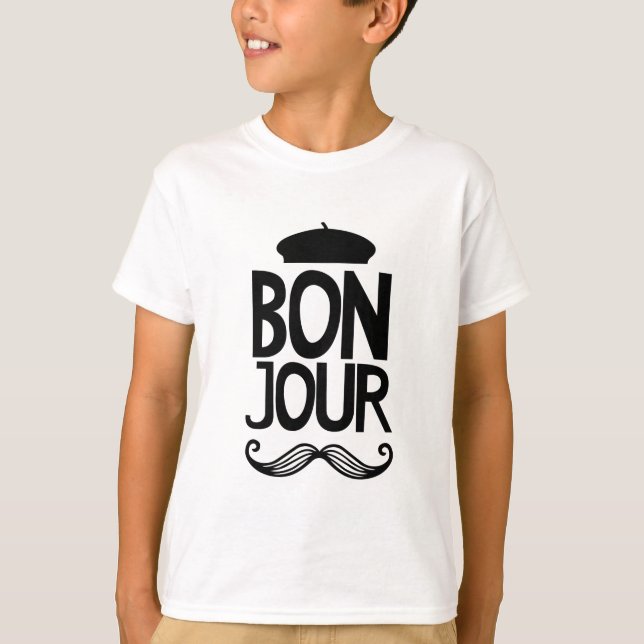 T-shirt de moustache de Bonjour de Français (Devant)