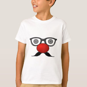 T-shirt De moustache étrange en verre de yeux de nez rouge