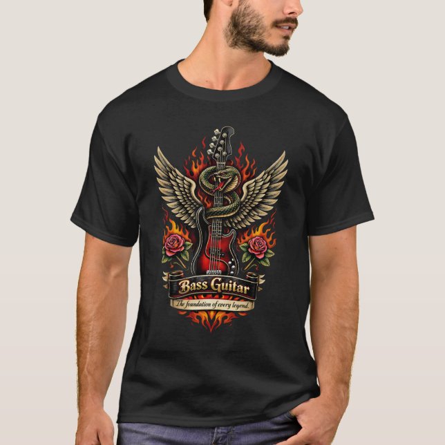 T-shirt de musique de guitare et de basse (Devant)