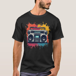 T-shirt de musique graphique Retro Boombox des ann