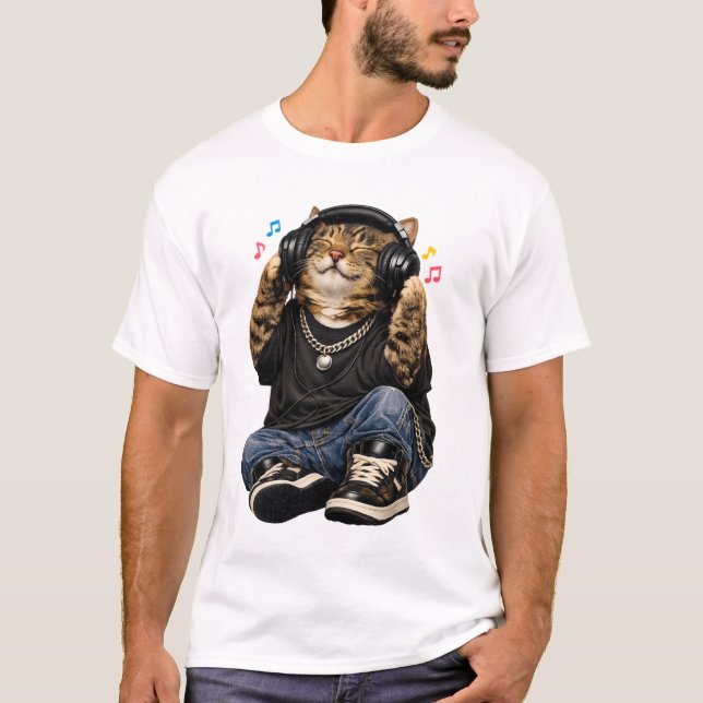 T-Shirt de Musique Rappeur Chat (Devant)