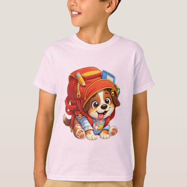T-shirt de naissance pour tout-petit avec un chiot (Devant)