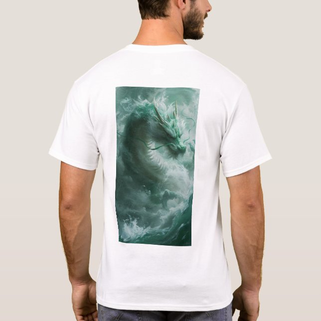 T-shirt de natation de Dragon Vert et Blanc Magiqu (Dos)