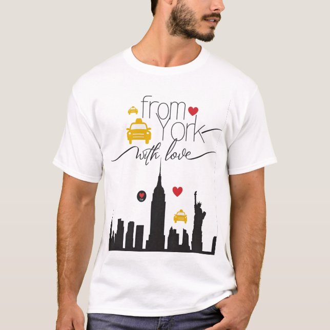 T-shirt De New York, avec amour - Classic Black Edition (Devant)