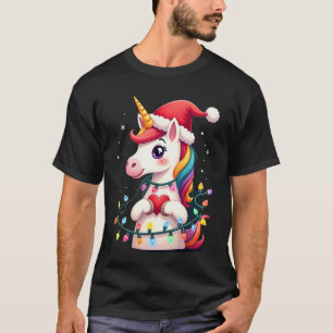 T-Shirt de Noël avec licorne et chapeau de Père No