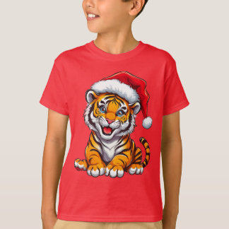 T-shirt de Noël avec un adorable petit tigre - Cad
