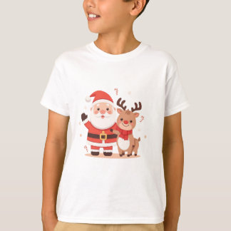 T-shirt de Noël avec un joli Père Noël et des renn