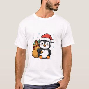 T-shirt de Noël avec un pingouin Santa mignon