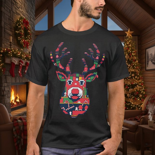 T-shirt de Noël avec un pull moche de renne en pix (Créateur téléchargé)