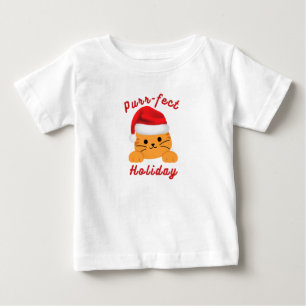 T-shirt de Noël bébé avec un chat mignon pour les 