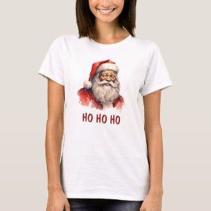 T-shirt de Noël Black Père Noël Ho Ho Ho Christmas