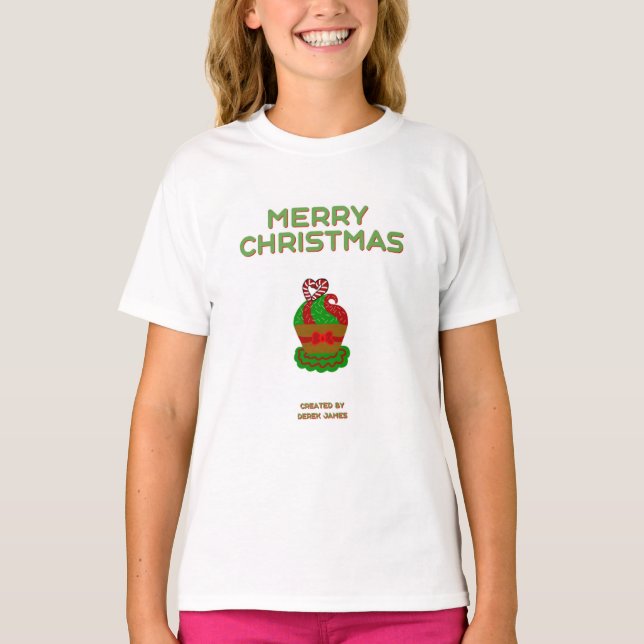 T-shirt de Noël blanc de la fille Cupcake (Devant)