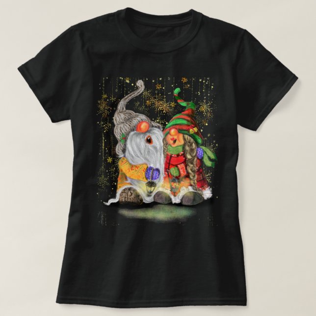 T-shirt de Noël Cadeau heureux chanter couple nonn (Design devant)