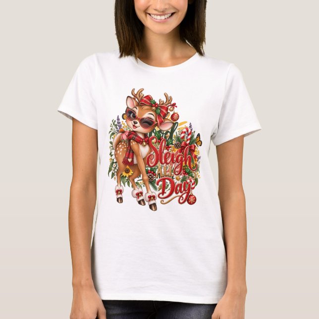 T-Shirt de Noël Cerf Festif (Devant)