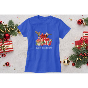 T-Shirt de Noël Colibri Bleu avec Boîtes Cadeaux