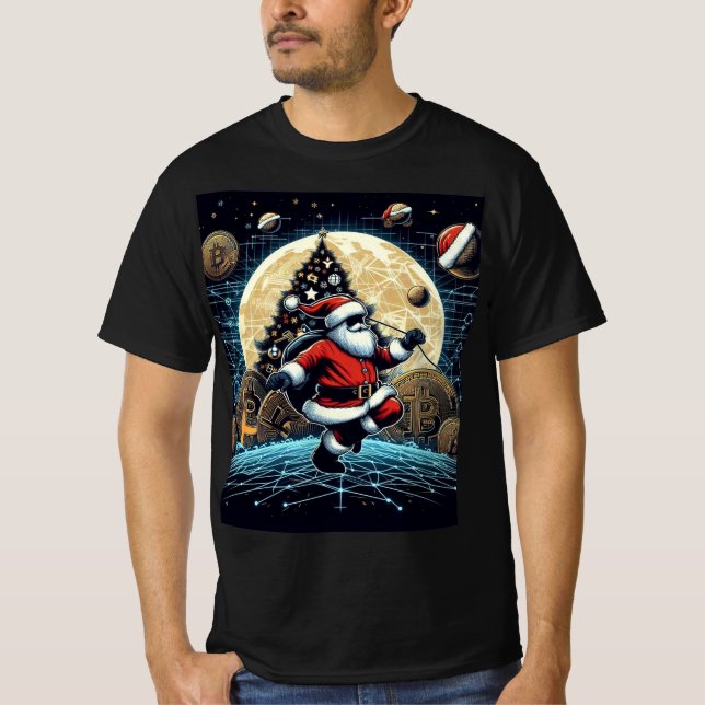 T-shirt de Noël Crypto Père Noël Scifi (Devant)