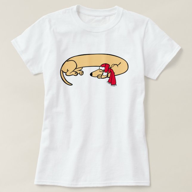 T-Shirt de Noël Dachshund endormi (Design devant)