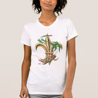 T-shirt de Noël de Fleur-De-lis de Père Noël et