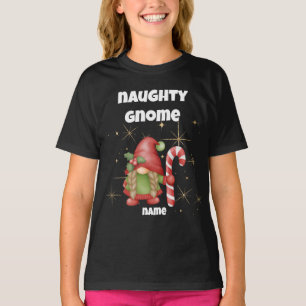 T-shirt de Noël de la fille Naughty Gnome