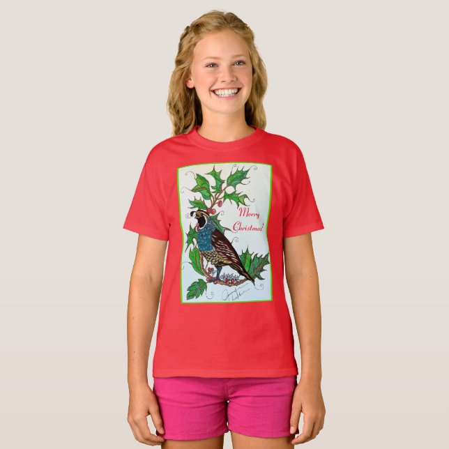 T-shirt de Noël de la Quail (Devant entier)