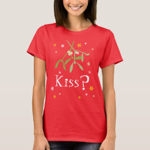 T-shirt de noël de mistletoe rouge