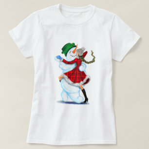 T-shirt de Noël des danseurs de neige et de filles