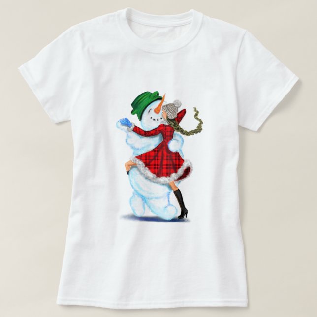 T-shirt de Noël des danseurs de neige et de filles (Design devant)