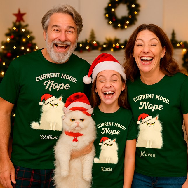 T-shirt de Noël drôle de chat grincheux – Nom pers (Créateur téléchargé)