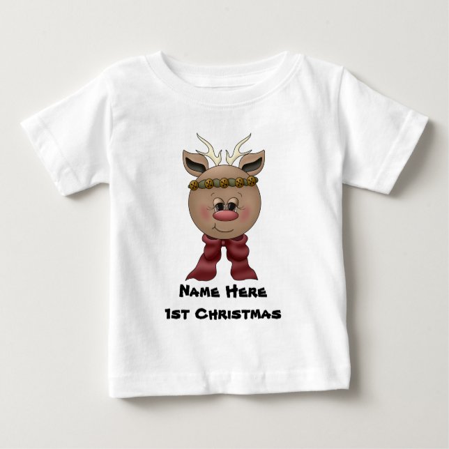 T-shirt de Noël du bébé de renne ęr (Devant)