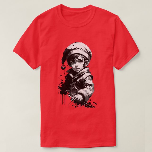 T-shirt de Noël Elf Black & White Enk (Design devant)