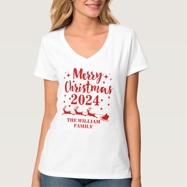 T-shirt de Noël familial personnalisé (Devant)