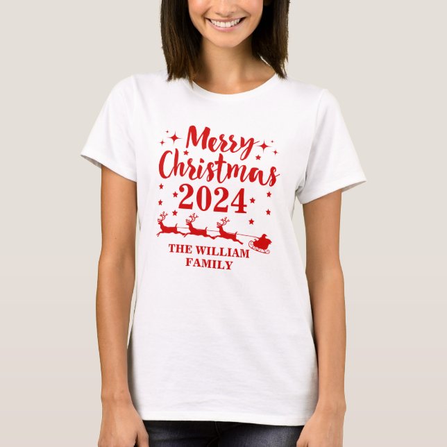 T-shirt de Noël familial personnalisé (Devant)