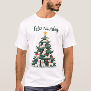 T-shirt de Noël Feliz Navidog, drôle et mignon Xm