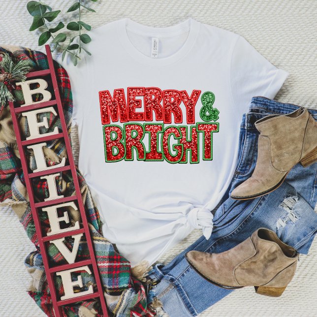 T-shirt de Noël joyeux et lumineux avec étincelle (Créateur téléchargé)