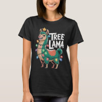 T-shirt de Noël lama arbre lama avec guirlande lum