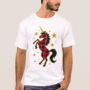 T-shirt de Noël Licorne à carreaux rouges Buffalo 